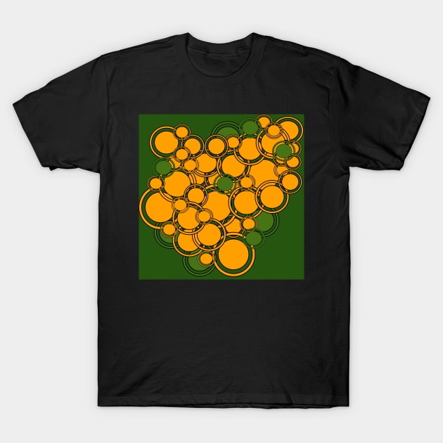 green and gold abstract pattern T-Shirt by pauloneill-art